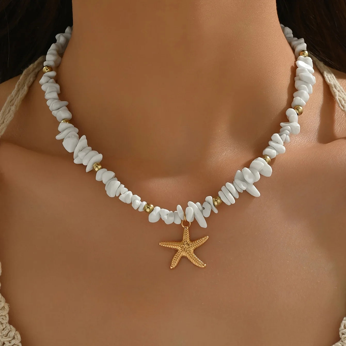 New Beach Style Seashell Necklace Beaded Choker Necklaces for Women Handmade Starfish Pendant Fashion Ocean Украшения Чокер