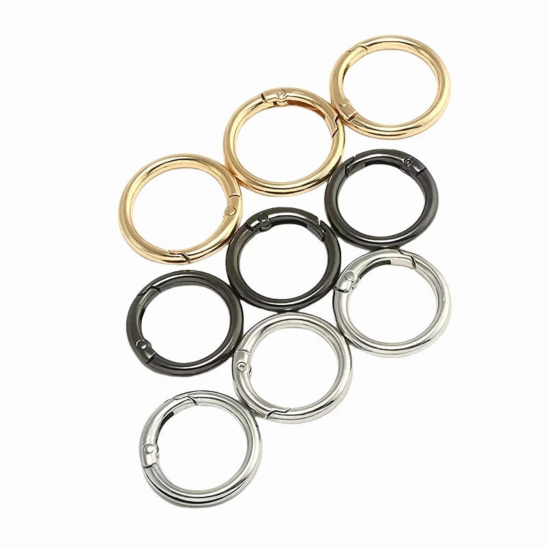 5pcs Spring Clasp Keychain Ring KC Gold Color Openable Round Carabiner Hook Buckle