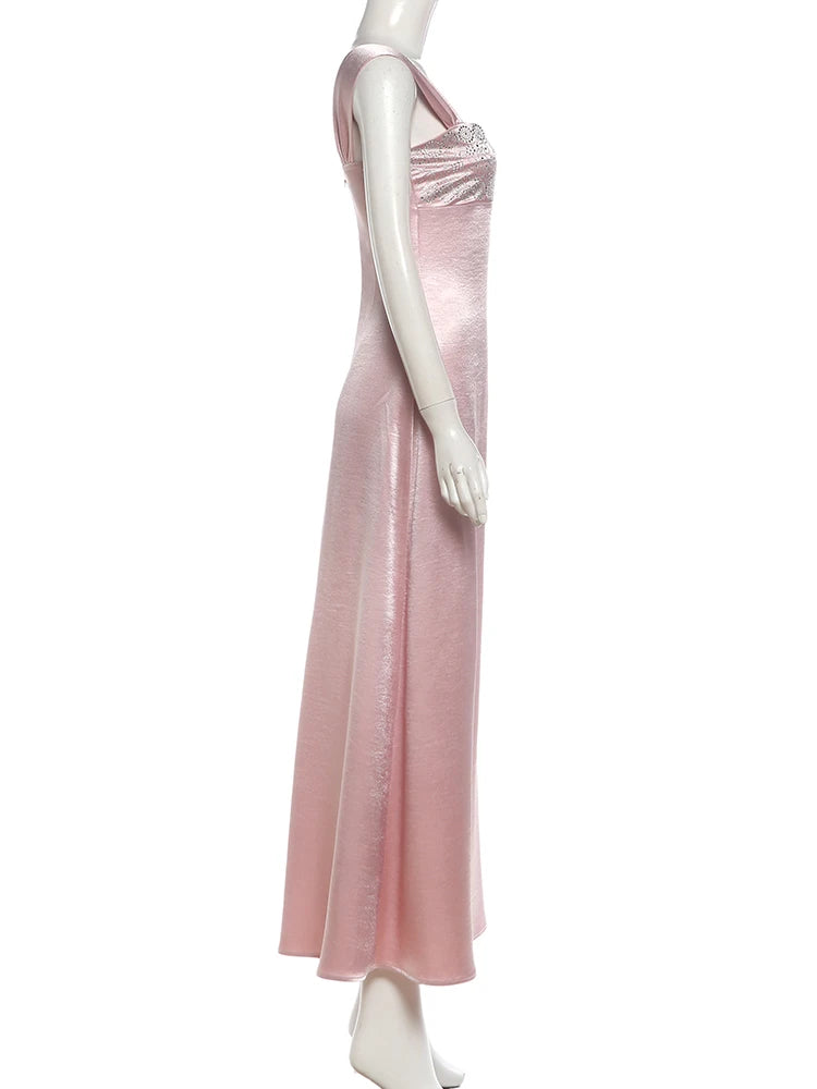 Nibber Elegant Strap Dress Women Low-Neck Patchwork Classic Evening Sexy Stain Valentine's Day Dating Slim Coquette Long Bodycon