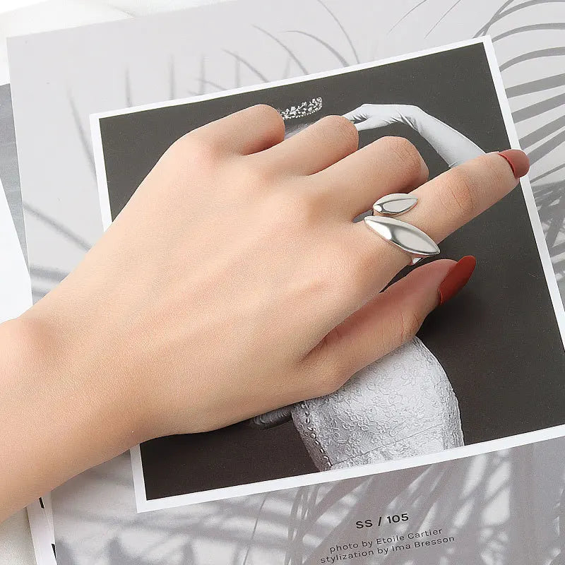 XINYI Silver colour Ring For Women Flat Simple Finger Open Vintage Handmade Ring Allergy For Party Birthday Gift