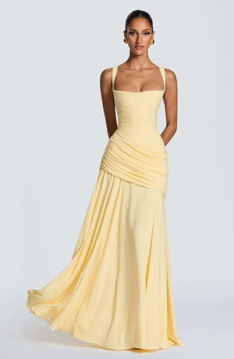 New Spaghetti Strap Sexy Prom Gowns Women's Sexy Backless Maxi Dress for Party Club Elegant Bodycon Ruched Long Dress Female