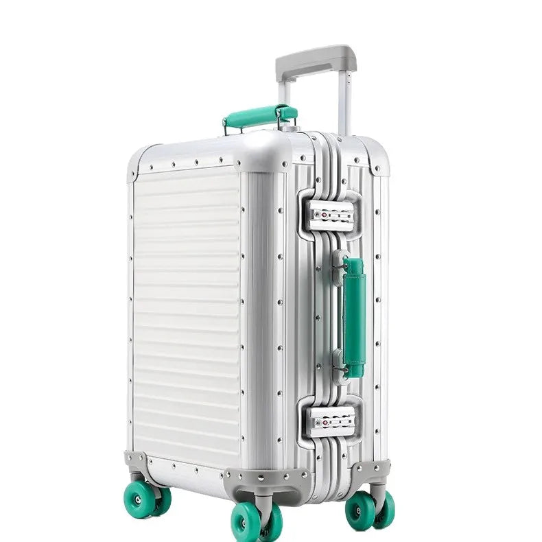 KLQDZMS Luggage Travel Bag Full Aluminum Magnesium Alloy Boarding Box Business Trolley Case 20"24 Inch Men's Rolling Suitcase