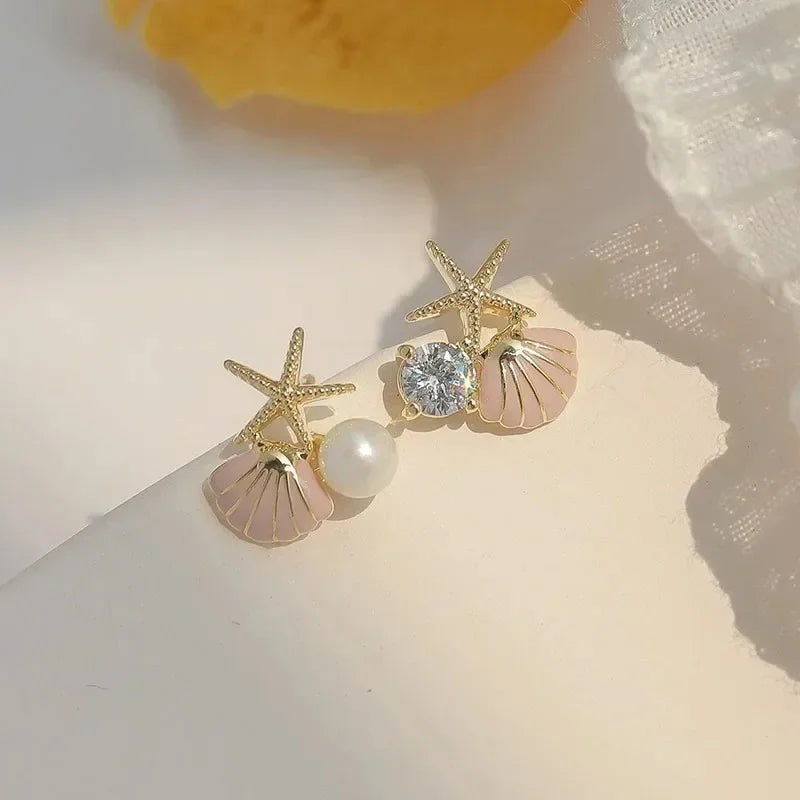 New Gothic Stereo Conch Personality Ancient Silver Stud Earrings for Men Women Hallowmas Punk Jewelry Vacation Accessory Gift