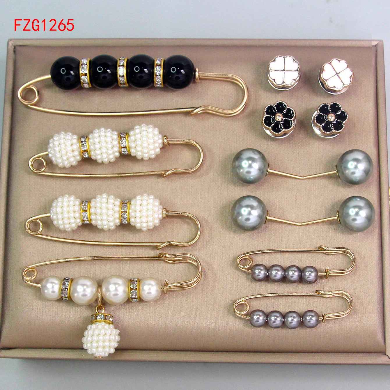12-piece Set Of Women's Pants To Close The Waist Pin Anti-glare Pearl Buckle Brooch Girls Holiday Jewelry Gifts
