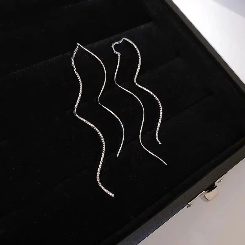 Gold Plating Wave Long Fringe Square Geometric Ear Lines for Women Flowers Butterfly Water Drop Star Temperament Dangle Earrings