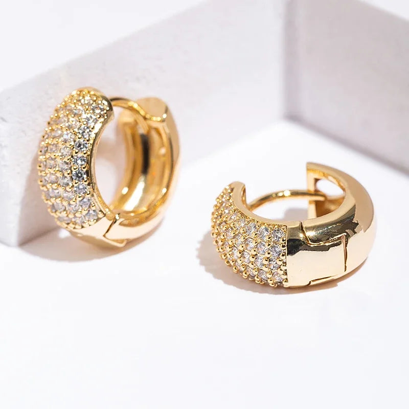 Luxury Zirconia Pave Hoop Earrings Women Men Unisex Huggies Earrings Hip Hop Party Jewelry Bridal Wedding Accessories Gift
