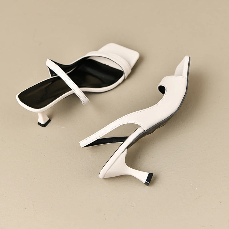 Women's Summer New Fashion Square Toe Simple Solid Color Sandals Outdoor Open Toe Casual Banquet Party Women's Sandals