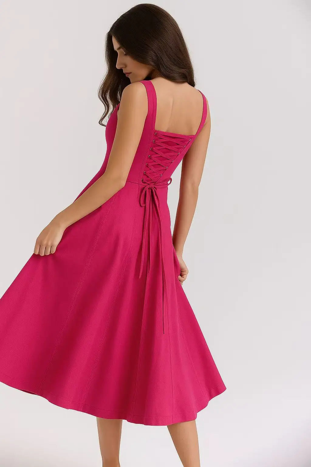 Sexy Floral Midi Corset Sun Dress Women's Sundress High Waist Slip Dresses Female Clothing Summer Red Pink Blue Brown 2026 Robe