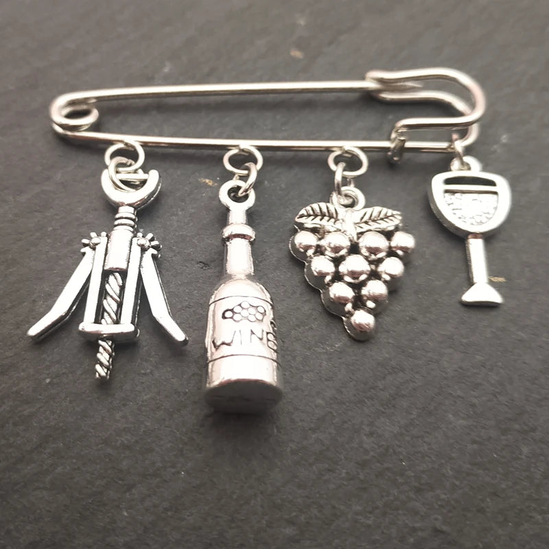 Fashion and popular wine time wine glass enamel pin brooch bag clothes lapel pin badge cartoon jewelry gift for lover's friend