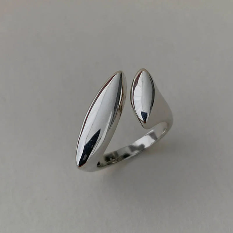 XINYI Silver colour Ring For Women Flat Simple Finger Open Vintage Handmade Ring Allergy For Party Birthday Gift