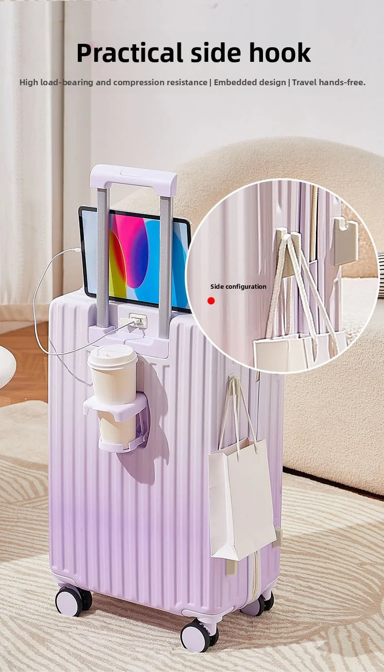 20/22/24 Inch Gradient Color Luggage Boarding Trolley Suitcase Safety Combination Lock Front Hook Silent Universal Roller