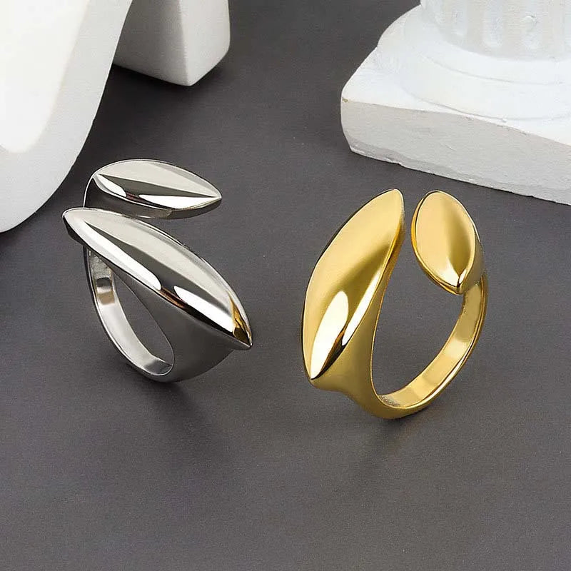 XINYI Silver colour Ring For Women Flat Simple Finger Open Vintage Handmade Ring Allergy For Party Birthday Gift