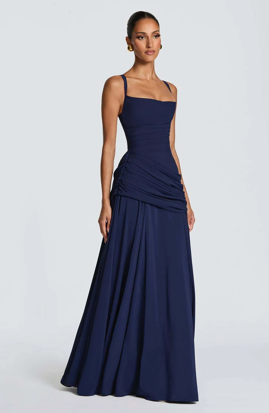 New Spaghetti Strap Sexy Prom Gowns Women's Sexy Backless Maxi Dress for Party Club Elegant Bodycon Ruched Long Dress Female