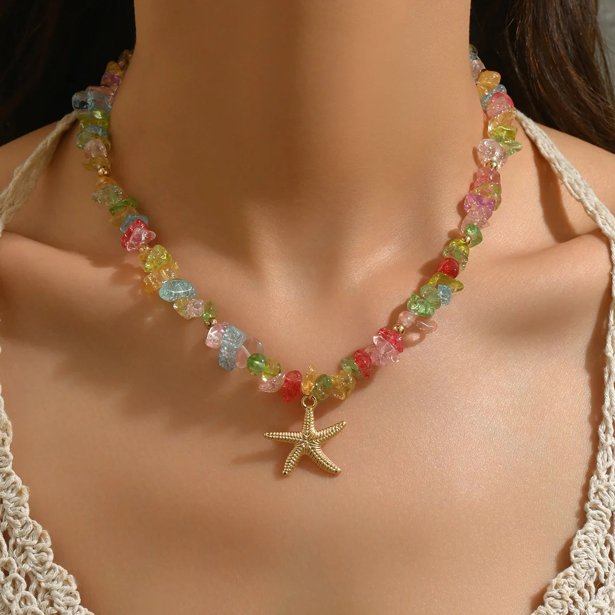 New Beach Style Seashell Necklace Beaded Choker Necklaces for Women Handmade Starfish Pendant Fashion Ocean Украшения Чокер