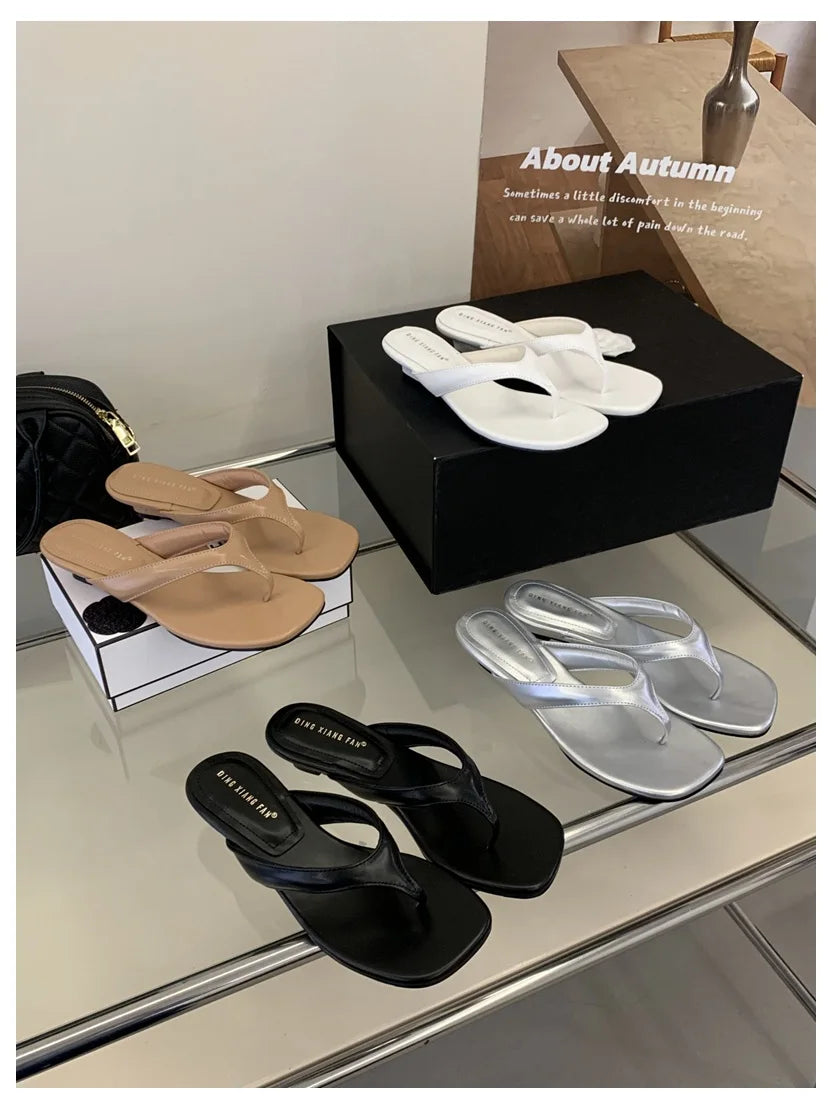 Fashion Brand Wedge Heel Slipper Slides Women Clip Toe Flip Flops Narrow Band Sandals Shoes Casual Female Slipper Sandalia Mujer
