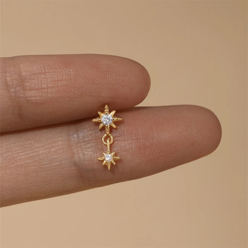 BOAKO Star Moon Chain Tassel  925 Sterling Silver Shiny For Woman Piercing Earring Fashion Dainty Luxury Style fine jewelry