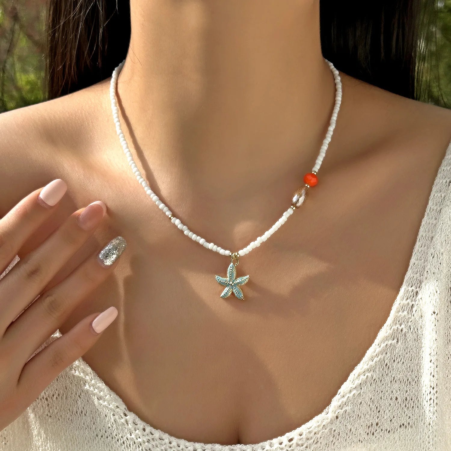 New Beach Style Seashell Necklace Beaded Choker Necklaces for Women Handmade Starfish Pendant Fashion Ocean Украшения Чокер