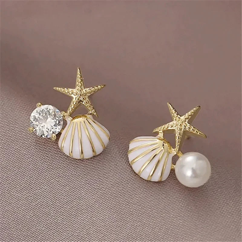 New Gothic Stereo Conch Personality Ancient Silver Stud Earrings for Men Women Hallowmas Punk Jewelry Vacation Accessory Gift