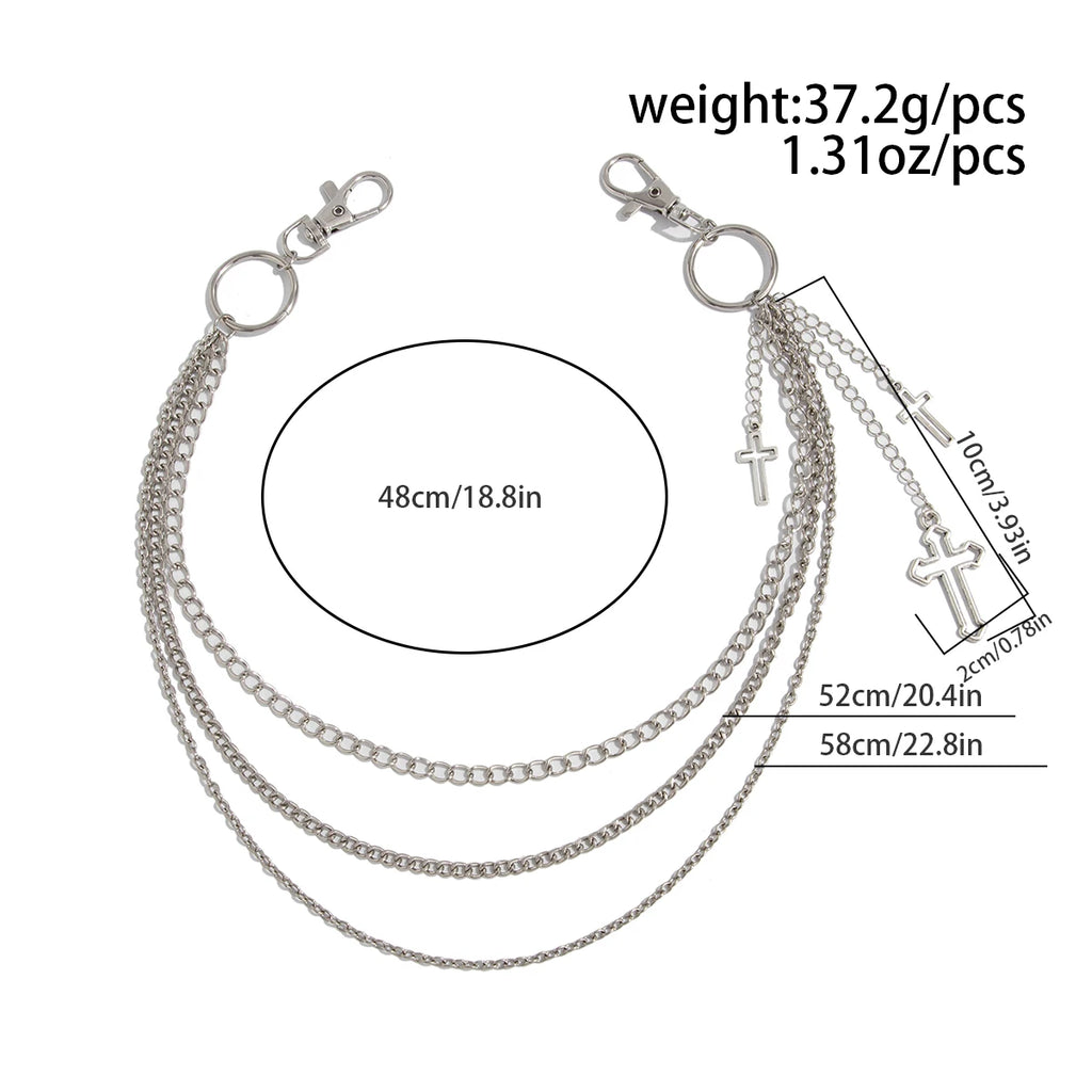 Salircon Punk Multilayer Metal Star Pendant Pant Chain Hip Hop Waist keychain Jeans Chain Women Trendy Jewelry Accessories Gifts