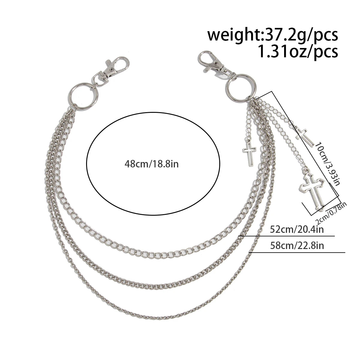 Salircon Punk Multilayer Metal Star Pendant Pant Chain Hip Hop Waist keychain Jeans Chain Women Trendy Jewelry Accessories Gifts