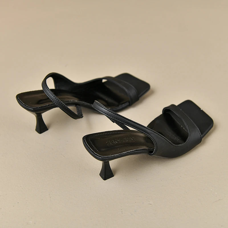 Women's Summer New Fashion Square Toe Simple Solid Color Sandals Outdoor Open Toe Casual Banquet Party Women's Sandals