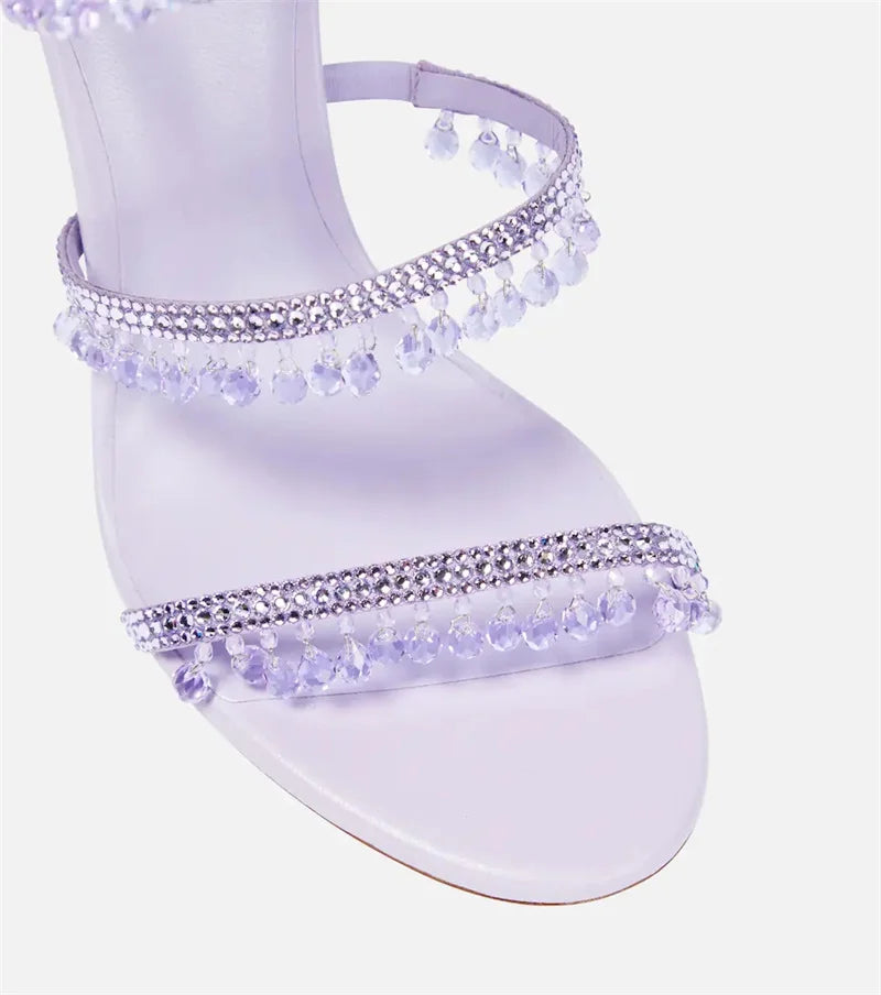 Crystal Wrap Sandals Women Summer 2026 Wedding Shoes High Heel Party Shoes Ankle Strappy Sandals Designer Stiletto Heel Shoes