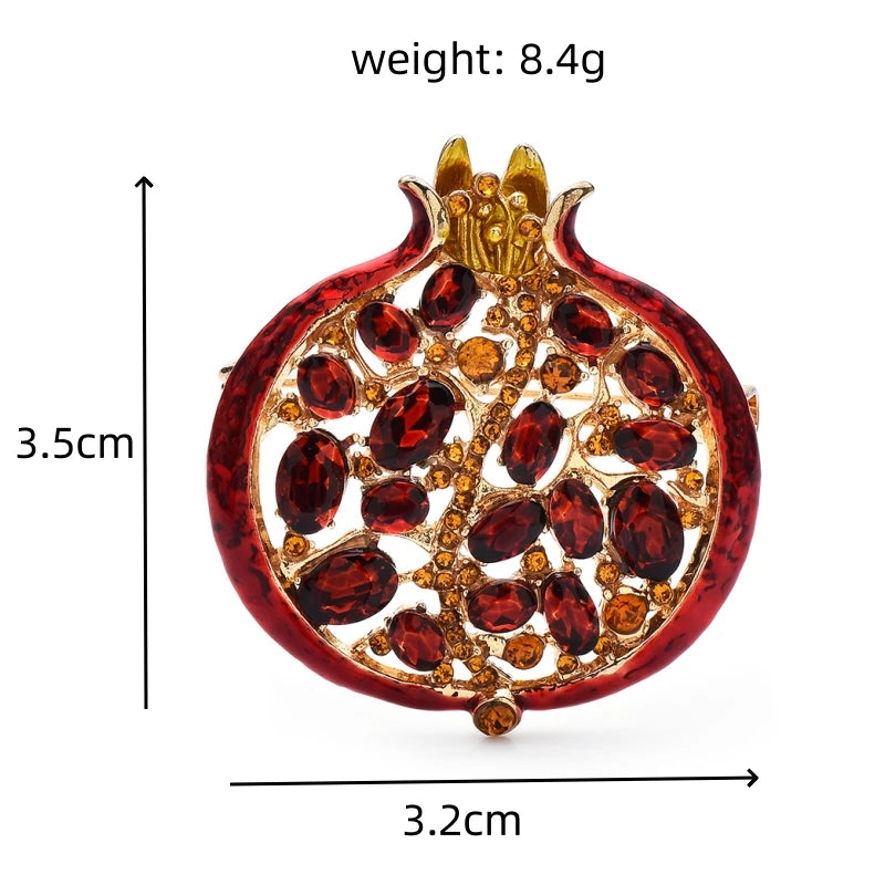 Wuli&baby Red Crystal Pomegranate Plant Brooch Pins For Women Summer Jewelry Gift Bag Suit Accessory