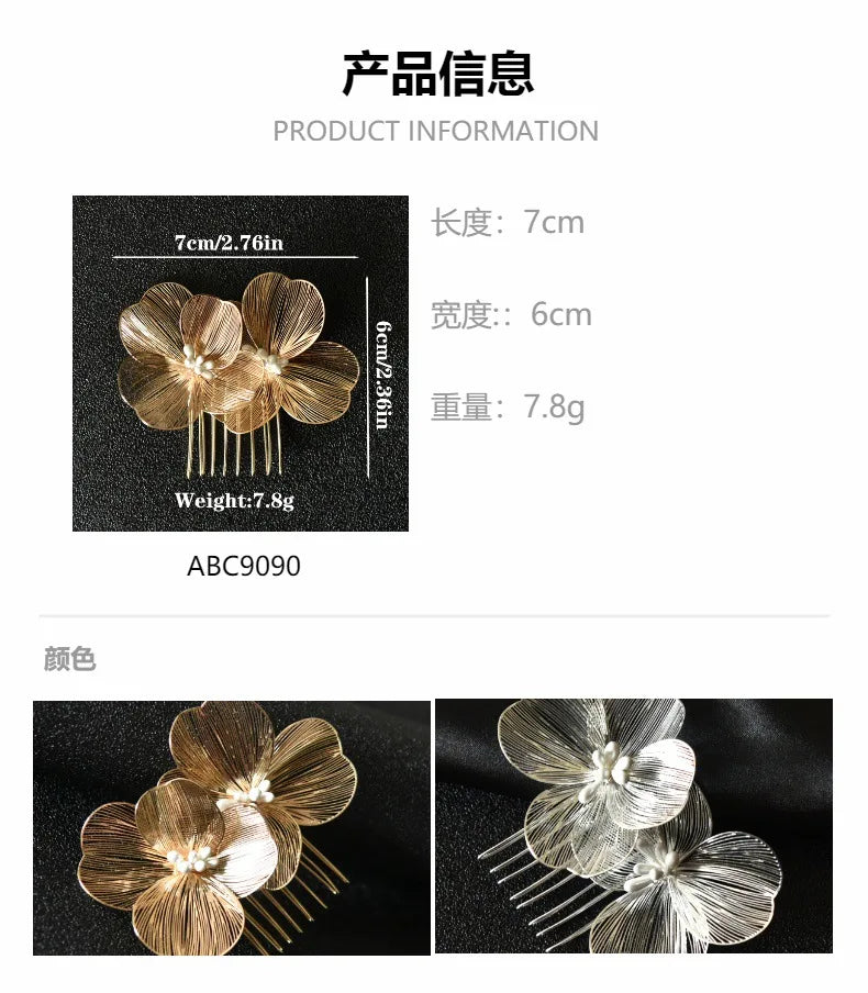 Alloy Flower Hair Clips Women's Hair Accessories Fashion Bridal Wedding Hair Comb Women's Hair Clips Wedding Accessories