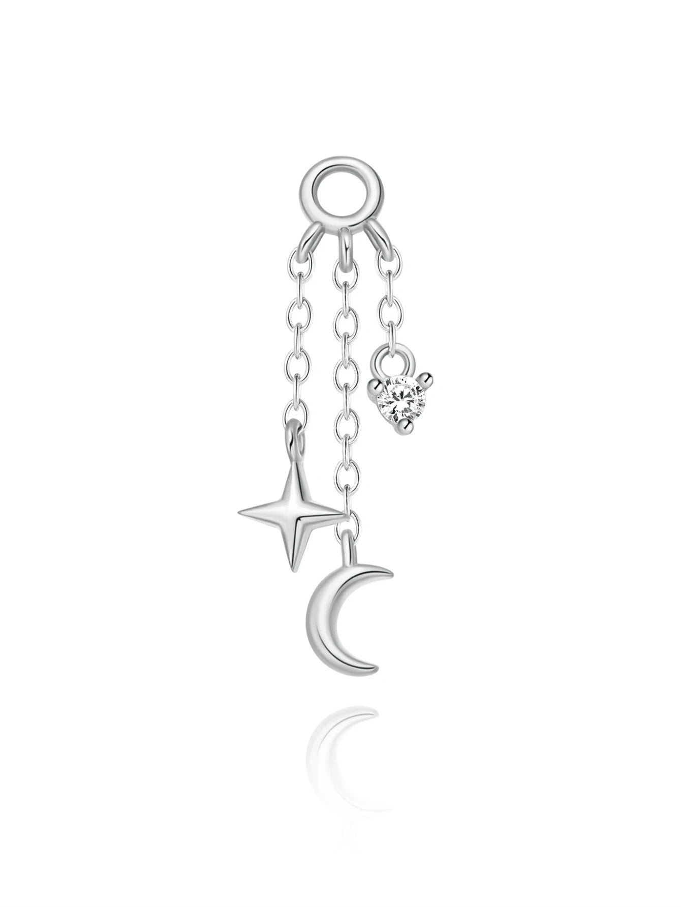 BOAKO Star Moon Chain Tassel  925 Sterling Silver Shiny For Woman Piercing Earring Fashion Dainty Luxury Style fine jewelry