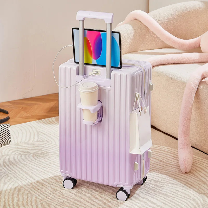 New gradient color luggage fashion goddess multifunctional trolley case mute wheels 24 inch
