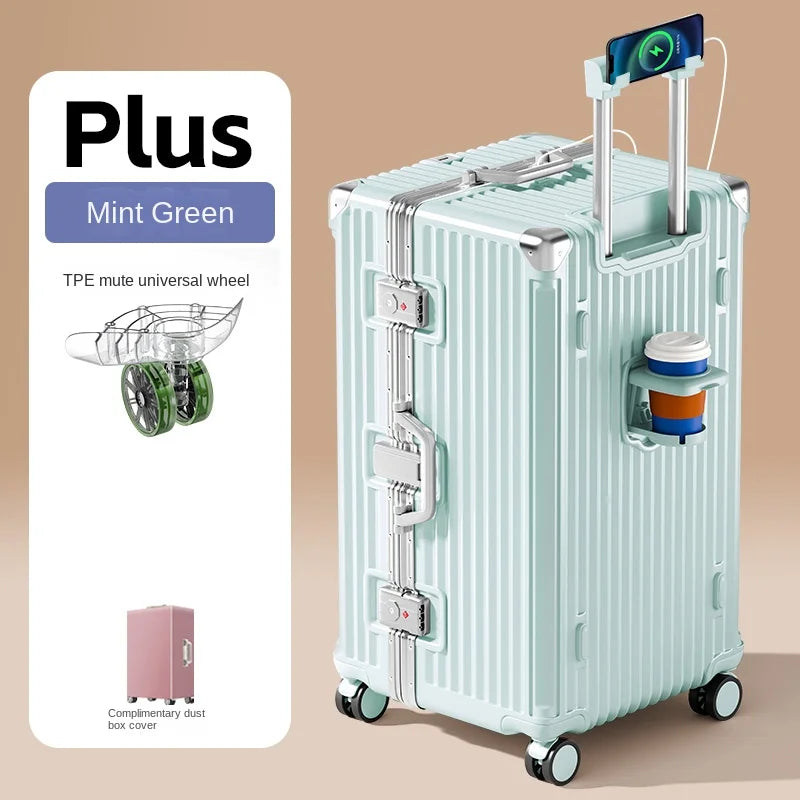28/30/32 inch Travel Suitcases Large Capacity New Strong and Durable Thickened PC Aluminium Frame Trolley Suitcase 20'' Carrier