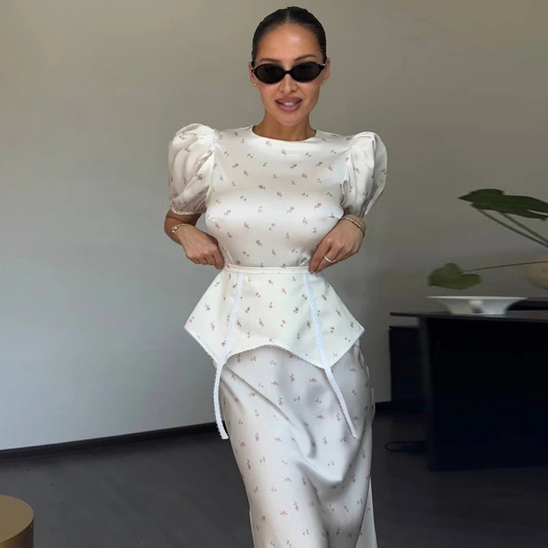2026 Spring Summer Print Women Dress Sexy 3d Flower Button V-neck Pleated Hip Package Long Sleeve Dresses Party Lady Robe New