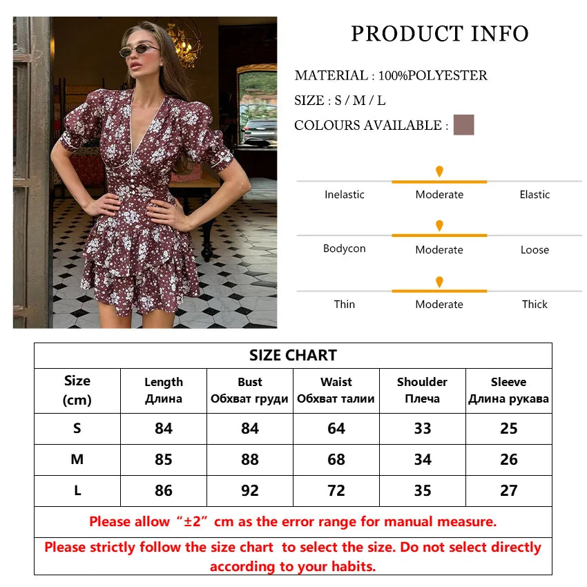 TTQV Summer Slim Print Women's Dress 2026 Sexy V-Neck Short Sleeve Mini Dresses Elegant Classic Pleated Female Dress Streetwear