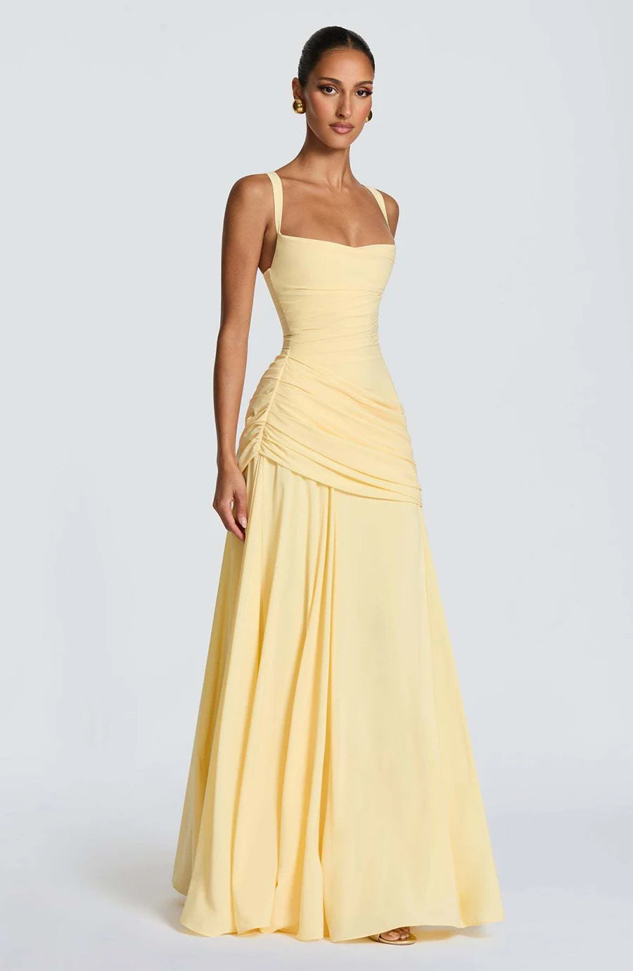 New Spaghetti Strap Sexy Prom Gowns Women's Sexy Backless Maxi Dress for Party Club Elegant Bodycon Ruched Long Dress Female