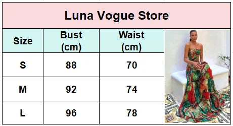 Pleated Waist Strapless Dress Women's New Printed Colorful Long Gown Elegant Fashionable Summer Vacation Party Robe 2025
