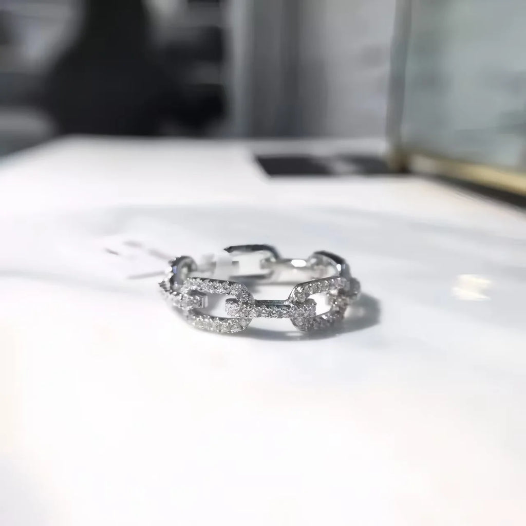 925 Sterling Silver Geometric Cubic Zirconia Stackable Ring for Women Trendy Platinum Plated Brand Party Jewelry Accessories