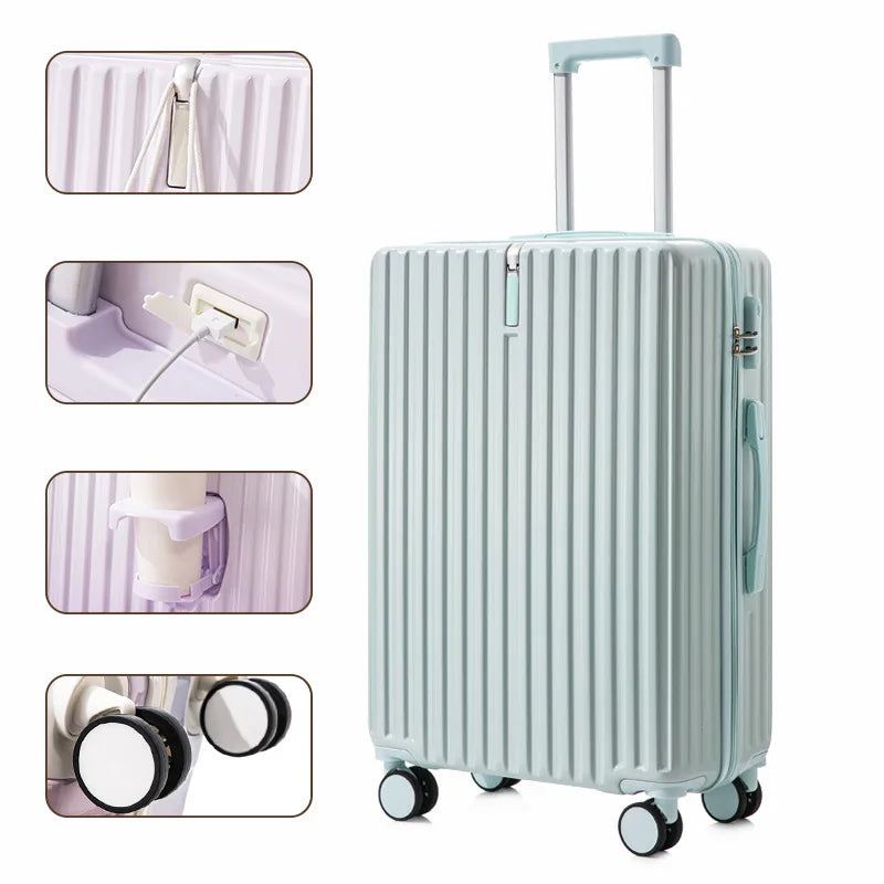 New gradient color luggage fashion goddess multifunctional trolley case mute wheels 24 inch