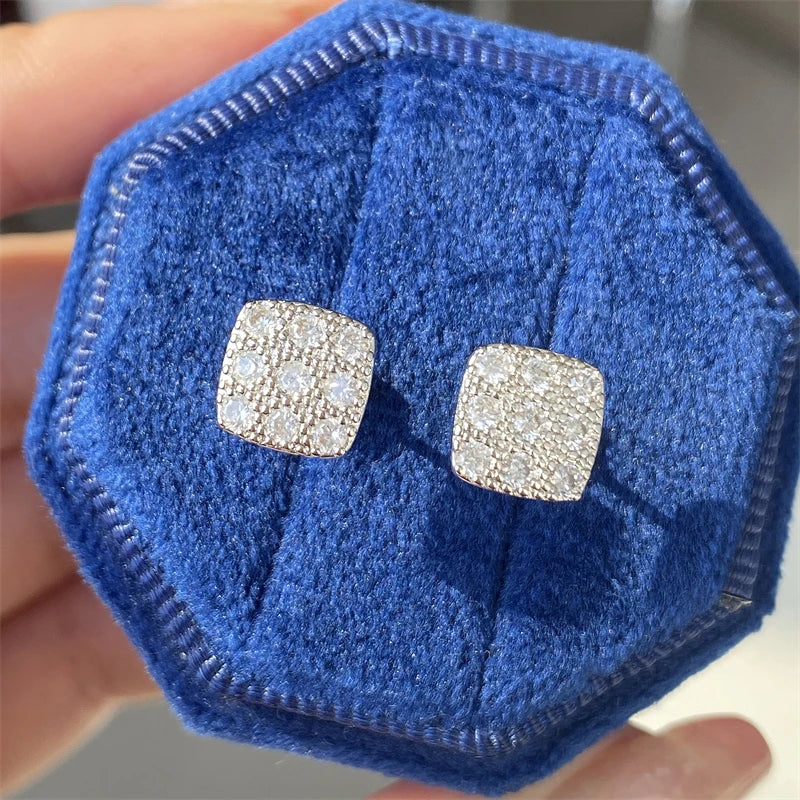 ZAKOL Simple Square-shaped Stud Earrings for Women Inlaid Shiny CZ Versatile Ear Piercing Accessories Fashion Jewelry Gift