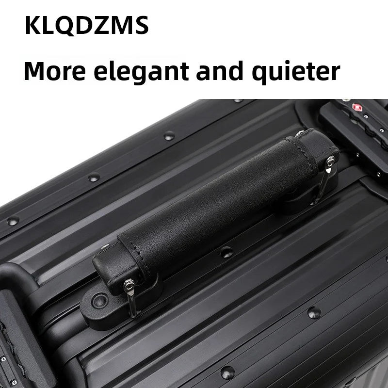 KLQDZMS Luggage Travel Bag Full Aluminum Magnesium Alloy Boarding Box Business Trolley Case 20"24 Inch Men's Rolling Suitcase
