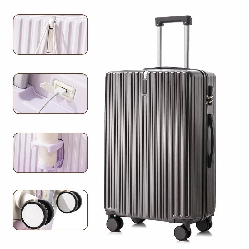 20/22/24 Inch Gradient Color Luggage Boarding Trolley Suitcase Safety Combination Lock Front Hook Silent Universal Roller