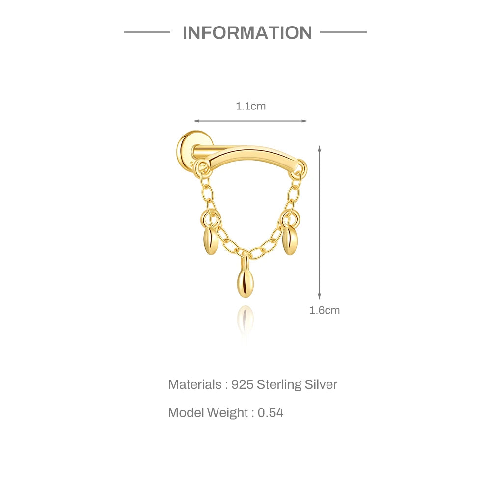 BOAKO Star Moon Chain Tassel  925 Sterling Silver Shiny For Woman Piercing Earring Fashion Dainty Luxury Style fine jewelry