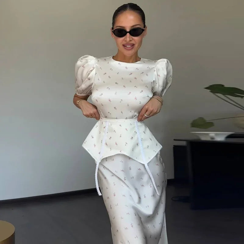 2026 Spring Summer Print Women Dress Sexy 3d Flower Button V-neck Pleated Hip Package Long Sleeve Dresses Party Lady Robe New